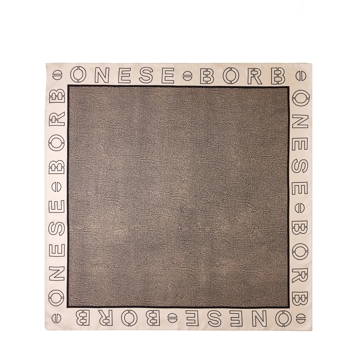 Borbonese Foulard con Logo Chantilly Cream OP Naturale - 1