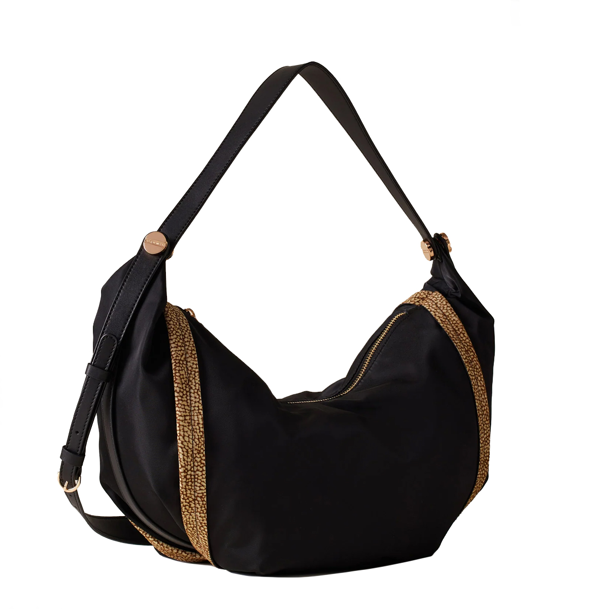 Borbonese Hobo Bag New Orbit Medium Nero OP Naturale - 3