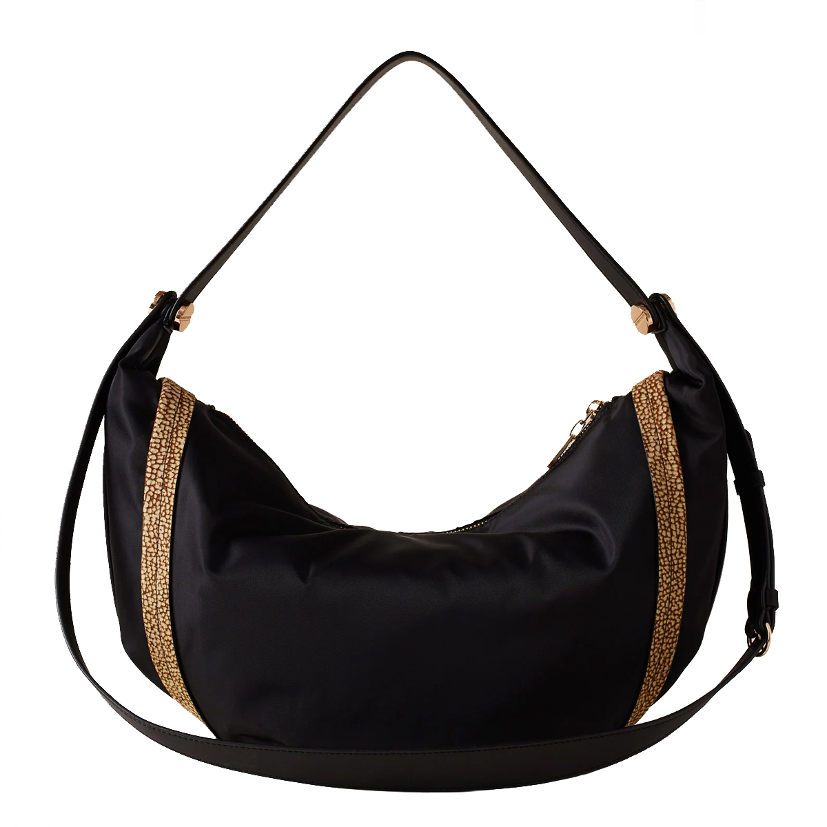 Borbonese Hobo Bag New Orbit Medium Nero OP Naturale - 4