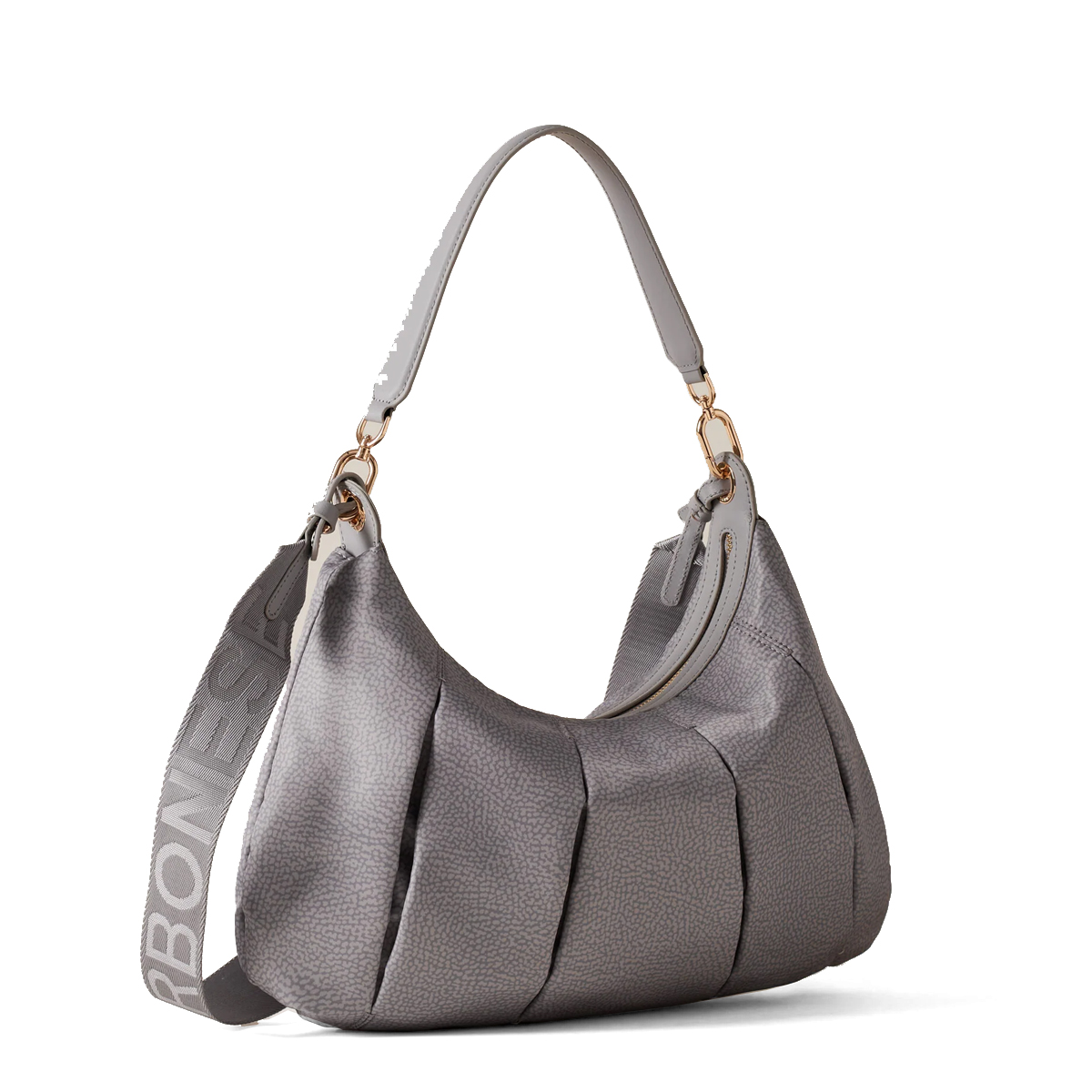 Borbonese Hobo Bag Croissant Medium Cloud - 2