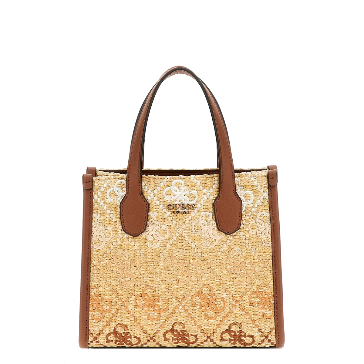 Guess Mini borsa a mano Silvana 4G Cognac Logo - 1