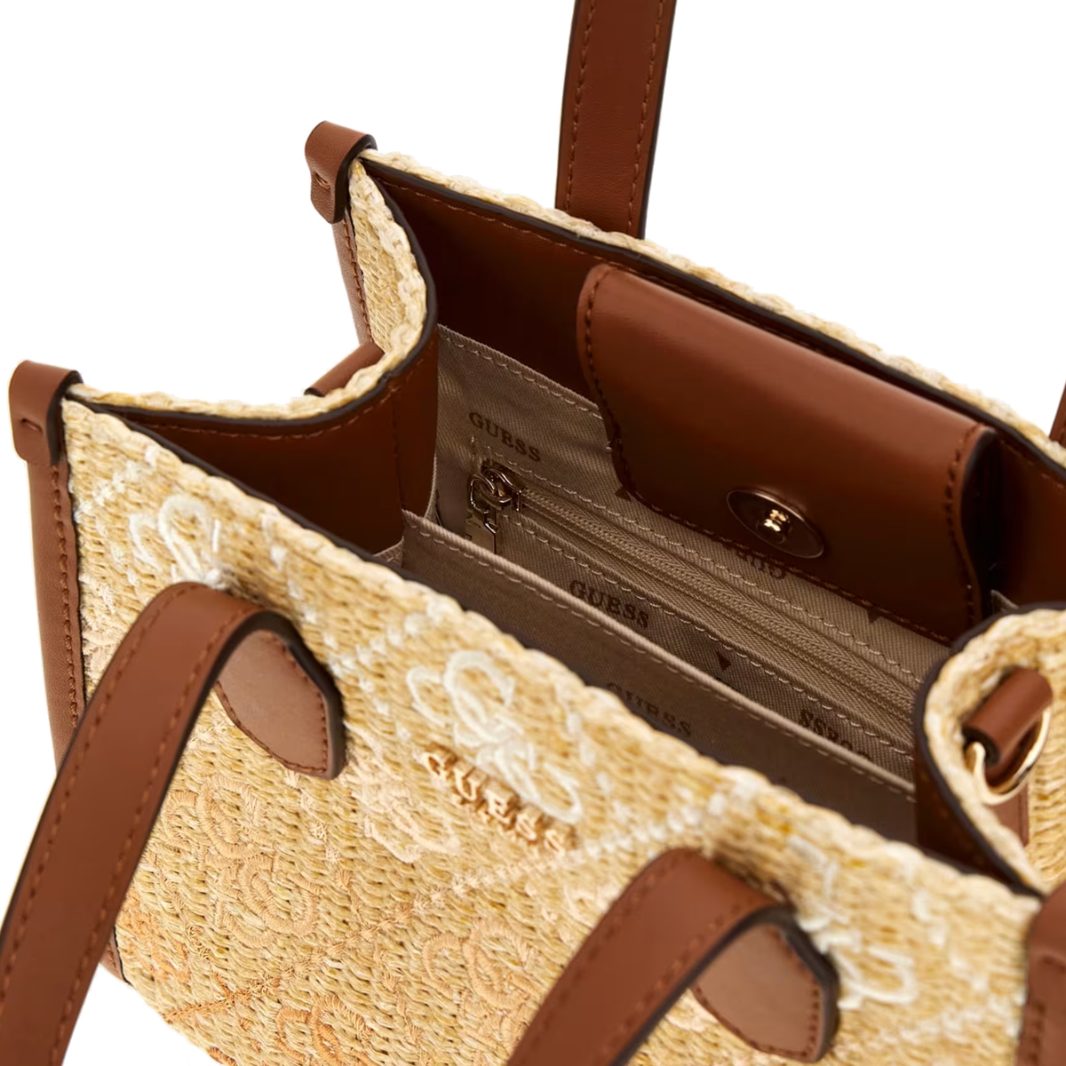 Guess Mini borsa a mano Silvana 4G Cognac Logo - 3