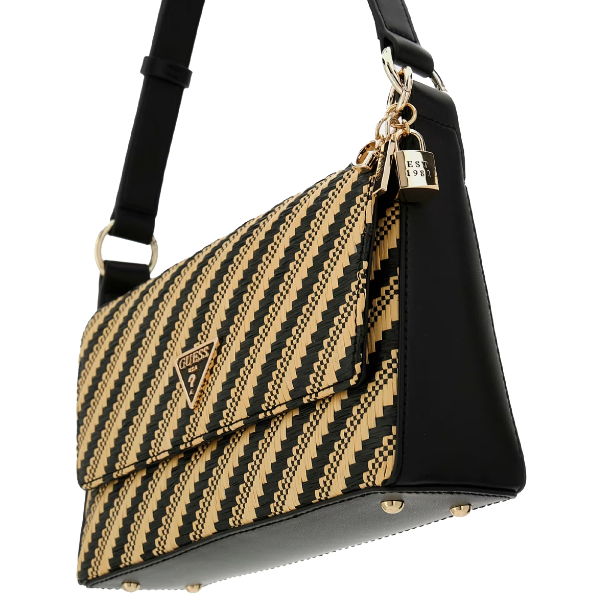 Guess Borsa a spalla Simona Natural Black - 5