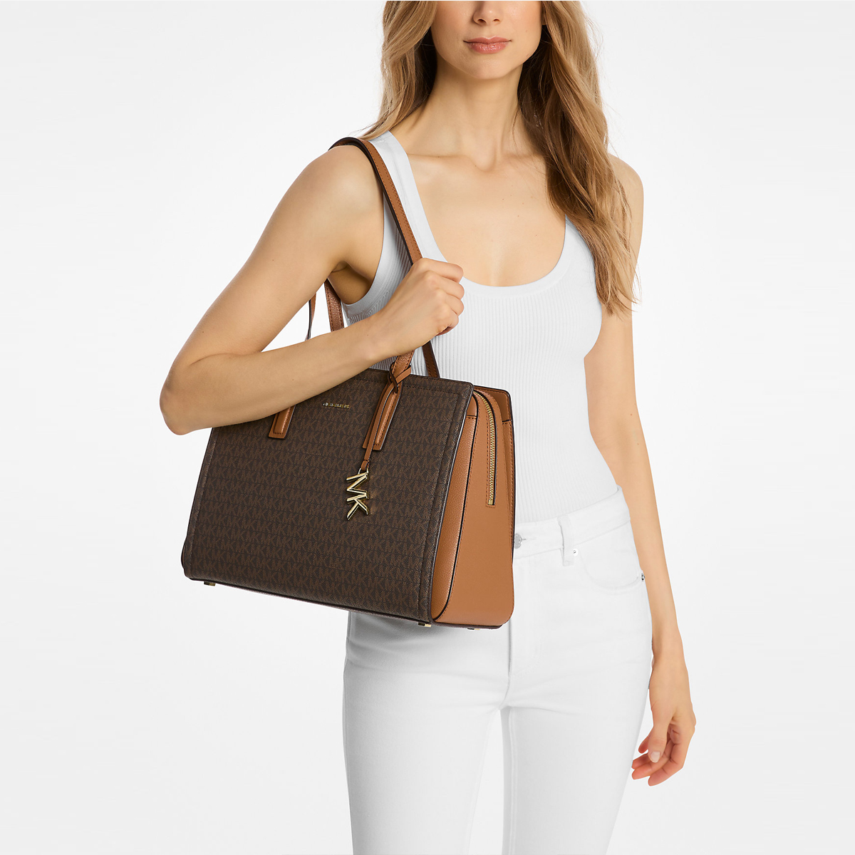 Michael Kors Borsa a spalla Laila Media Brown Acorn - 4