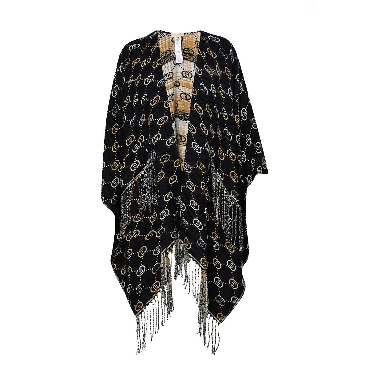 Liu Jo Poncho con Logo Jacquard Black - 1