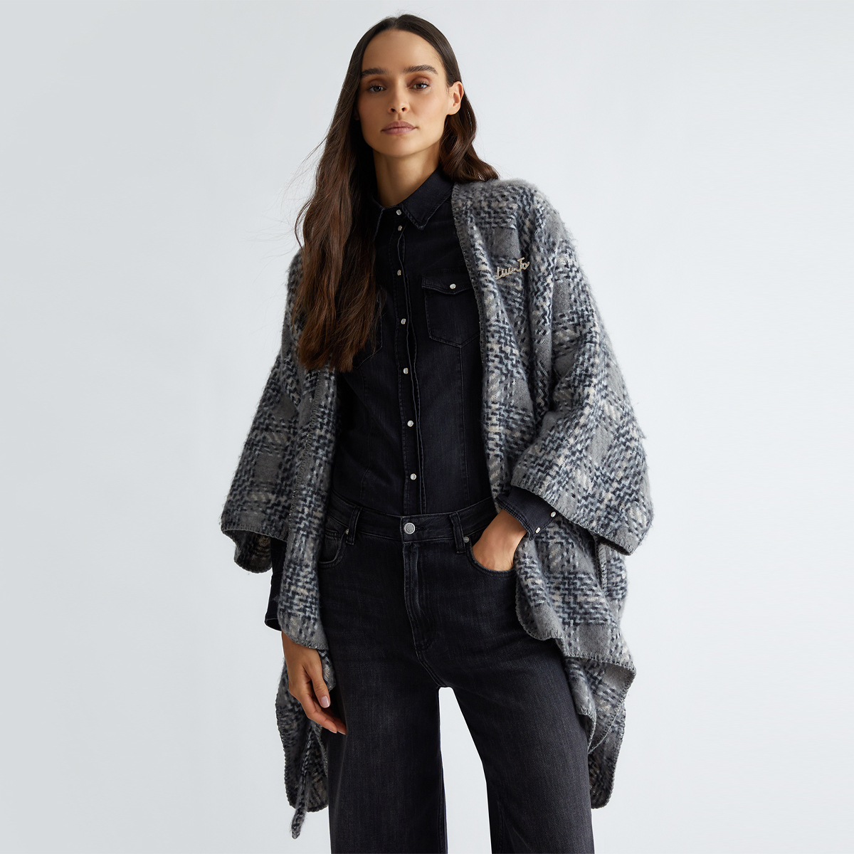 Liu Jo Poncho Pied de Poule Grey Cloud - 2