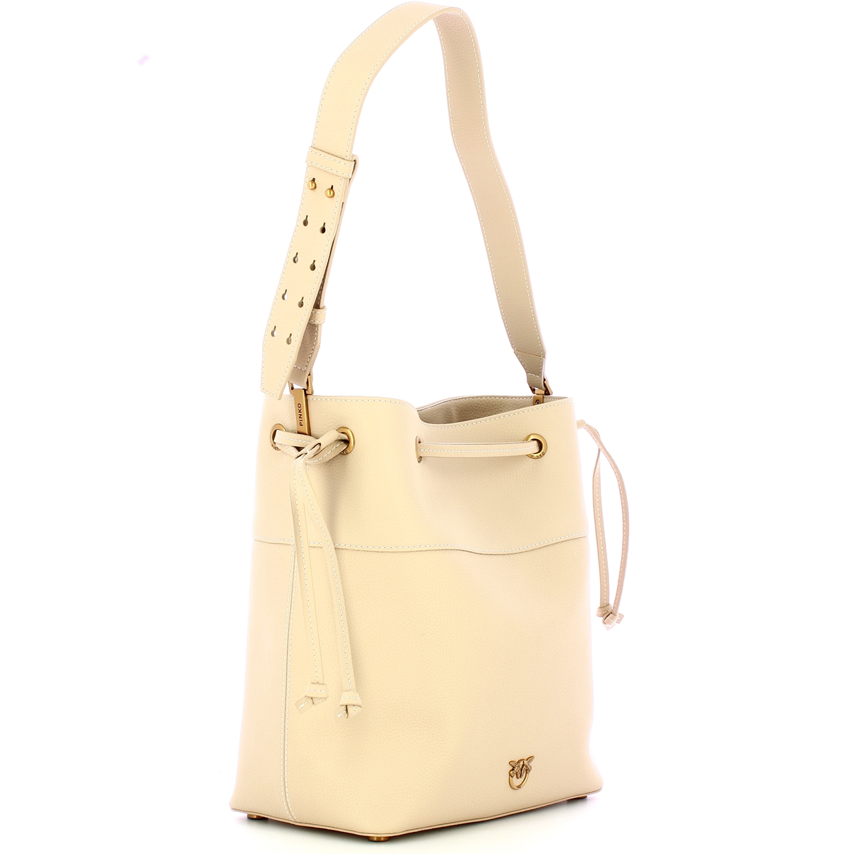 Pinko Borsa Secchiello Classic Beige Grigio Fumo Antique Gold - 2
