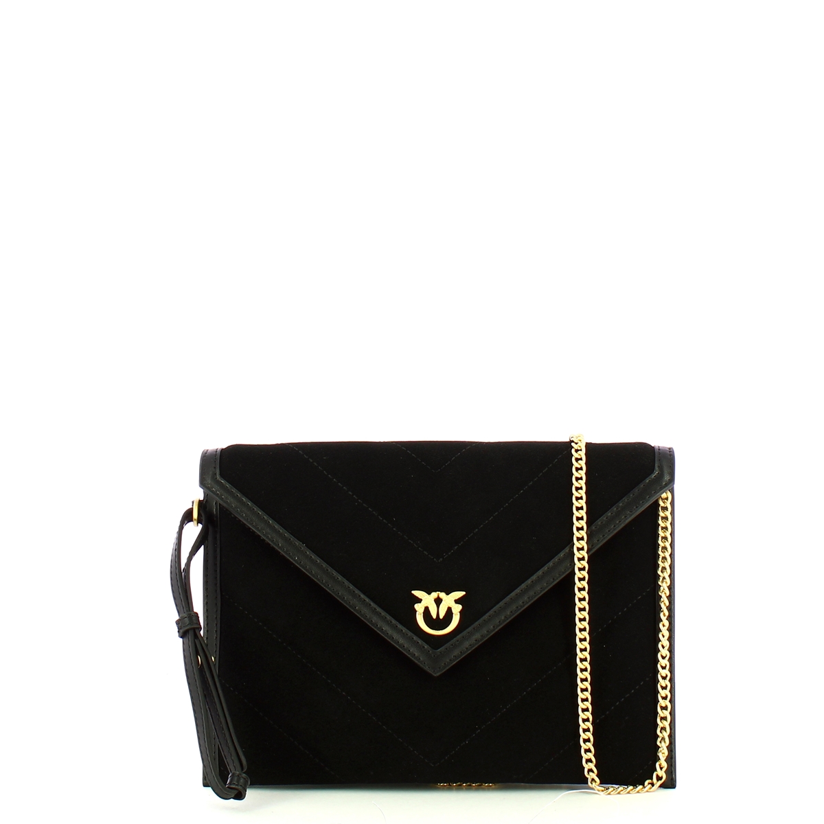 Pinko Pochette Flat Suede Nero Limousine Matt Gold - 4