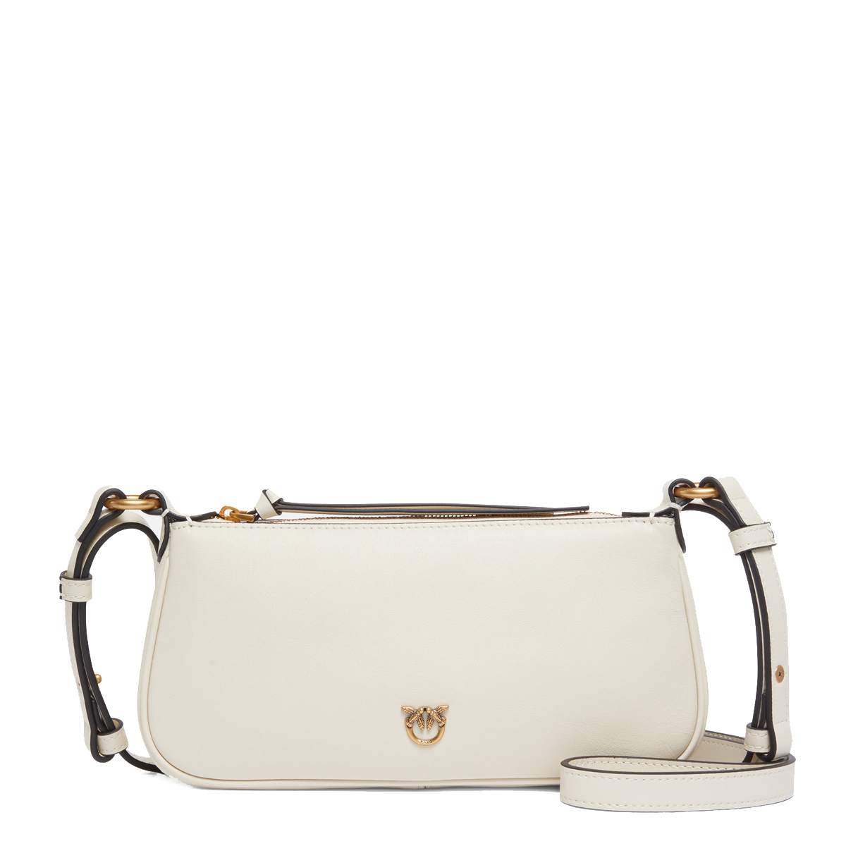 Pinko Borsa a tracolla Mini Half Moon Bianco Seta Antique Gold - 1