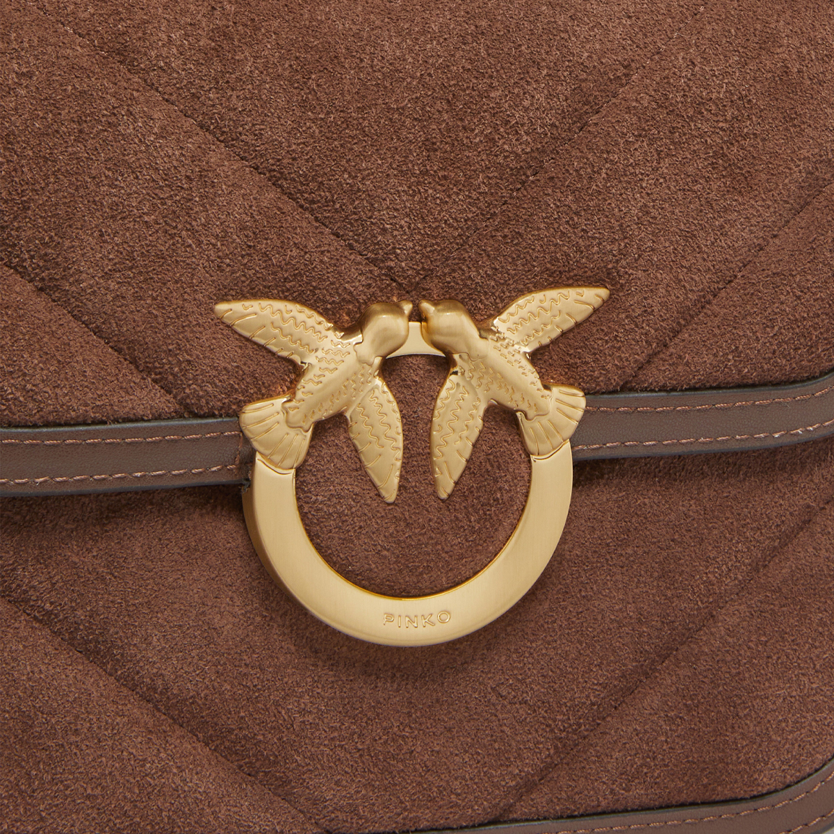 Pinko Borsa a bandoliera Love Box Small Suede Marrone Castano Matt Gold - 3 Pinko Borsa a bandoliera Love Box Small Suede Marrone Castano Matt Gold - 3